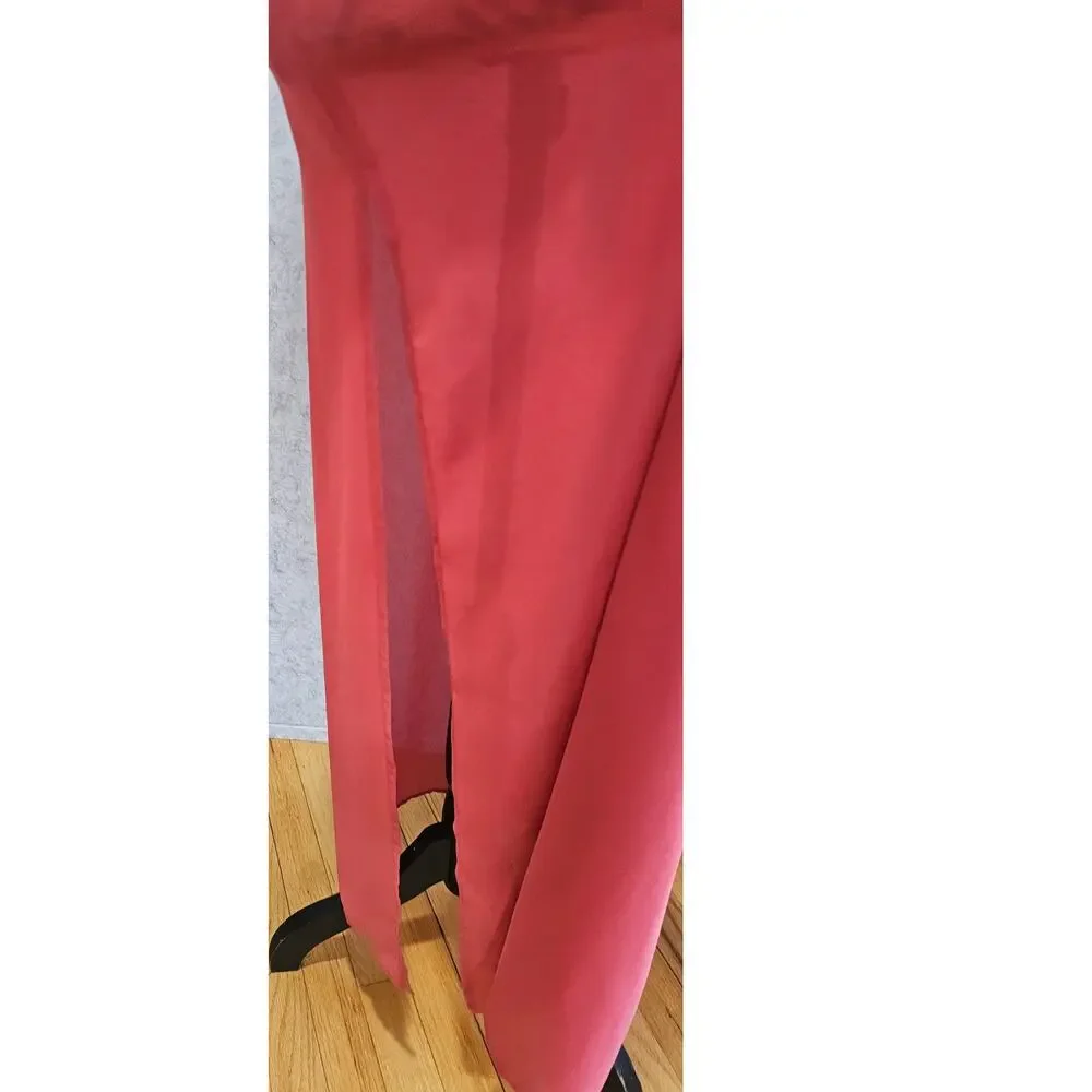 Lulus Seaside Retreat Red And Blush Maxi Swim Cover up, Side Slit, New Sz S